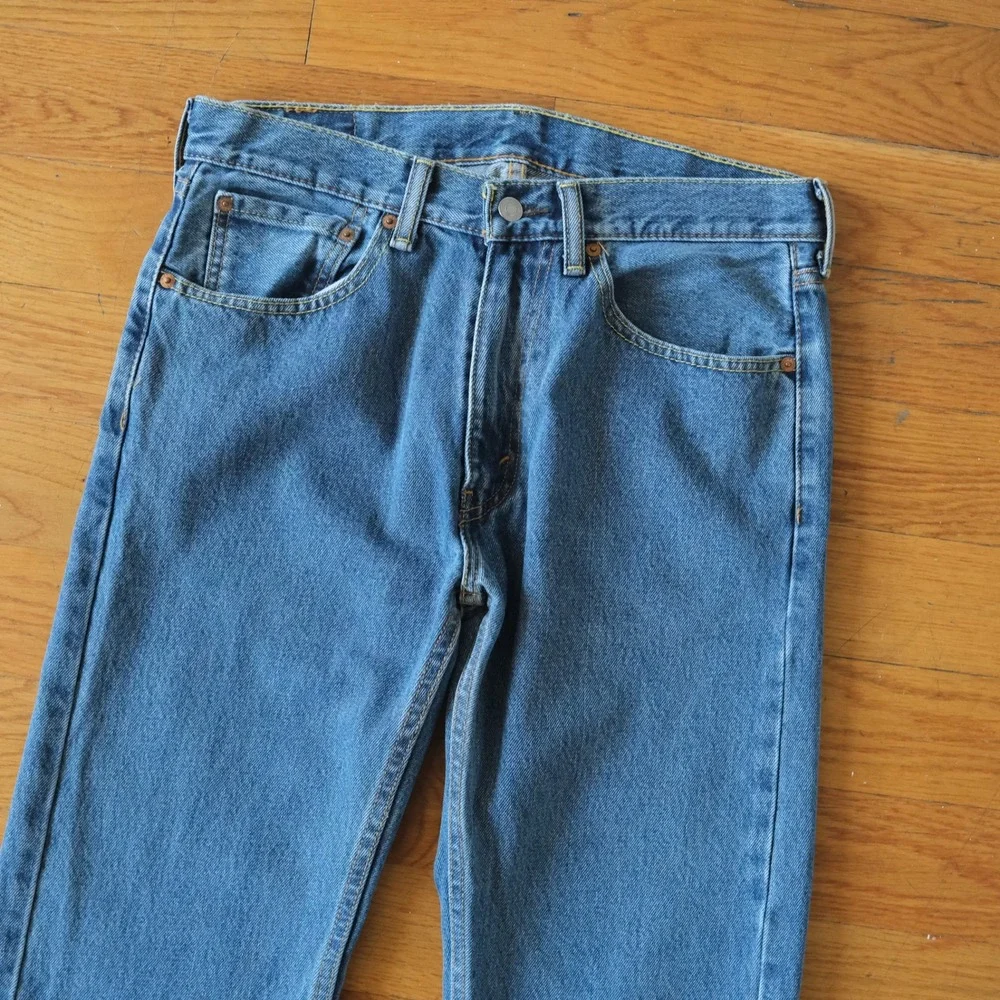 Levis 505 Jeans Mens Blue Straight Leg Classic 32x34 Denim Retro Preppy Casual